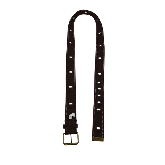 Brown & Pink Adjustable Polyester Belt With Brass Buckle Size 13, 35-39" x 1.5" - Picture 6 of 10